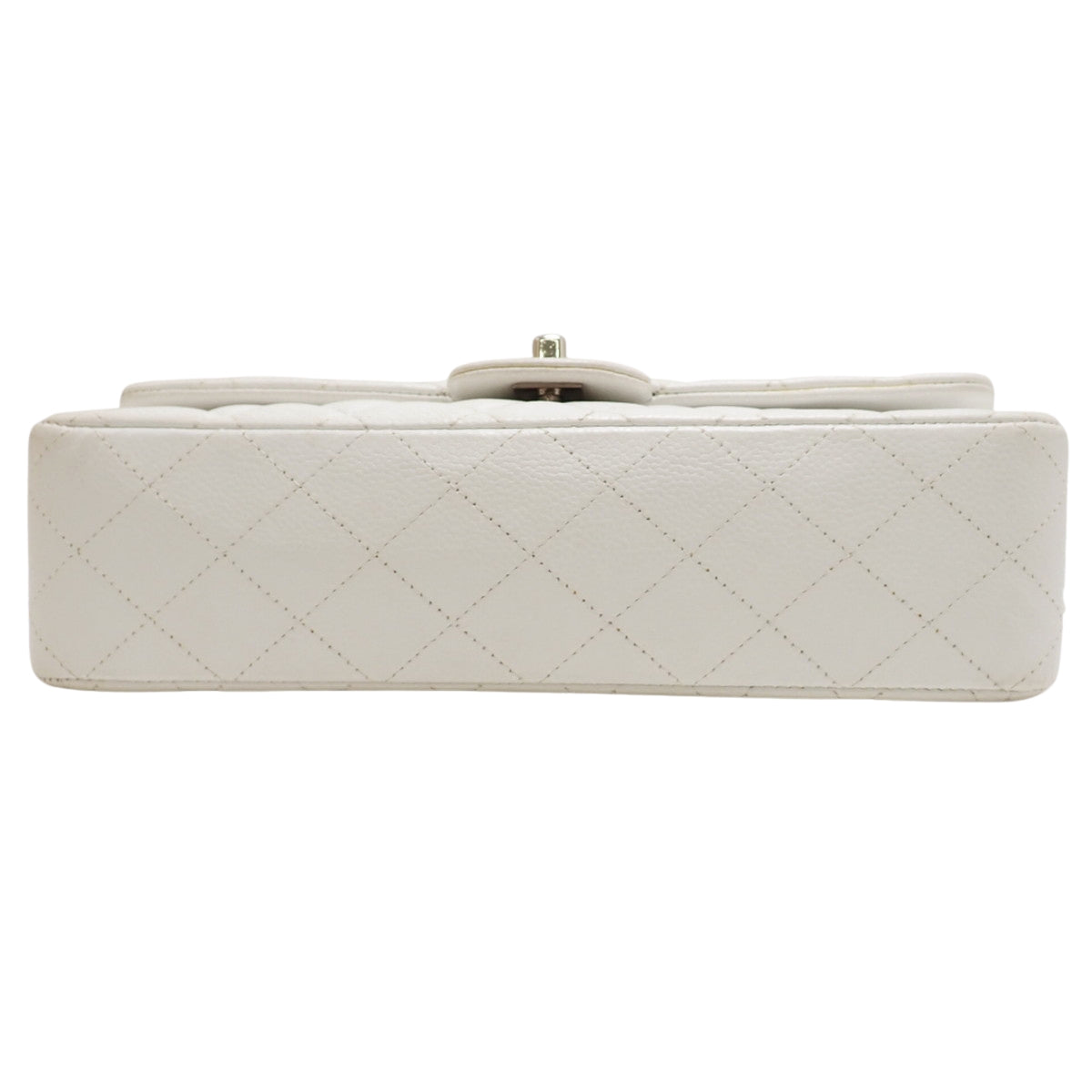 マトラッセ ココマーク Wフラップ25チェーンショルダーバッグ キャビアスキン ホワイト A01112