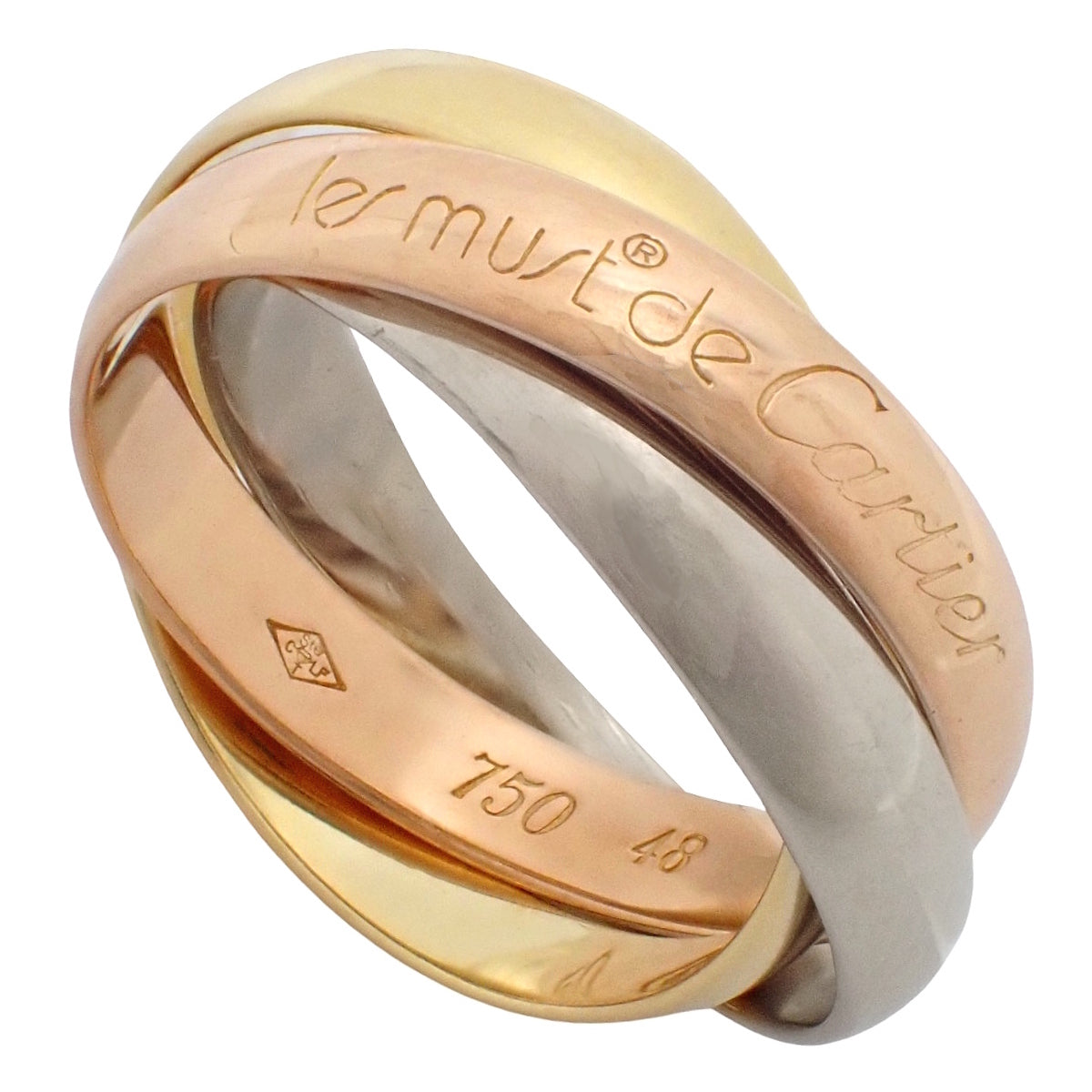 les must de Cartier Trinity 戒指 K18黄金/玫瑰金/白金 48号 6.0克