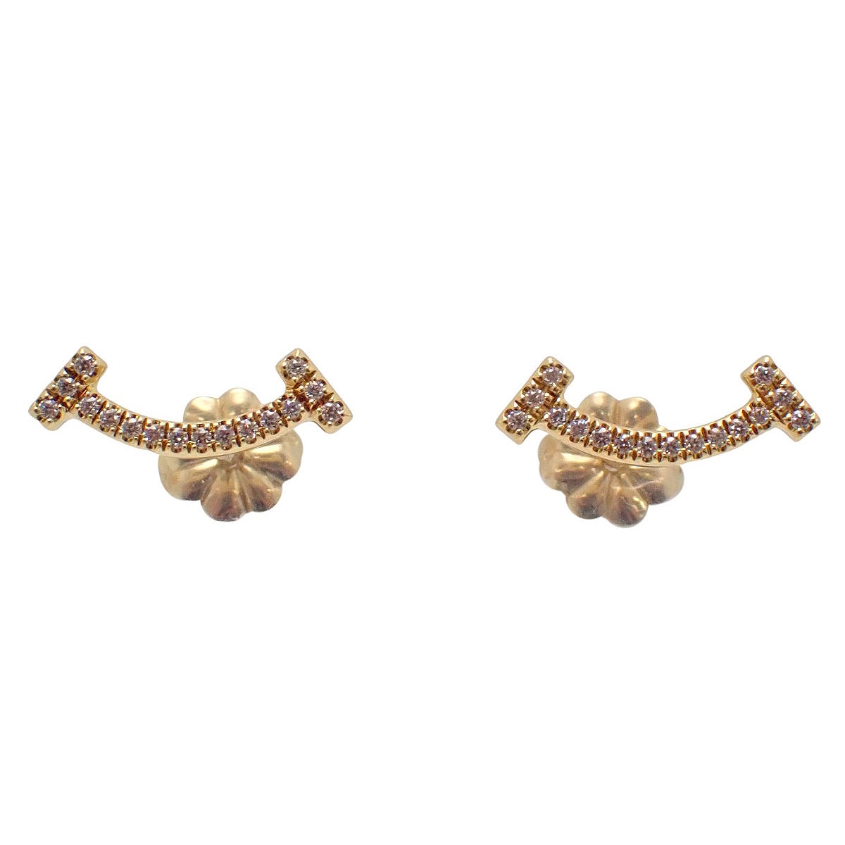 T Smile Mini Diamond Pierced Earrings, K18YG Yellow Gold, 1.7g