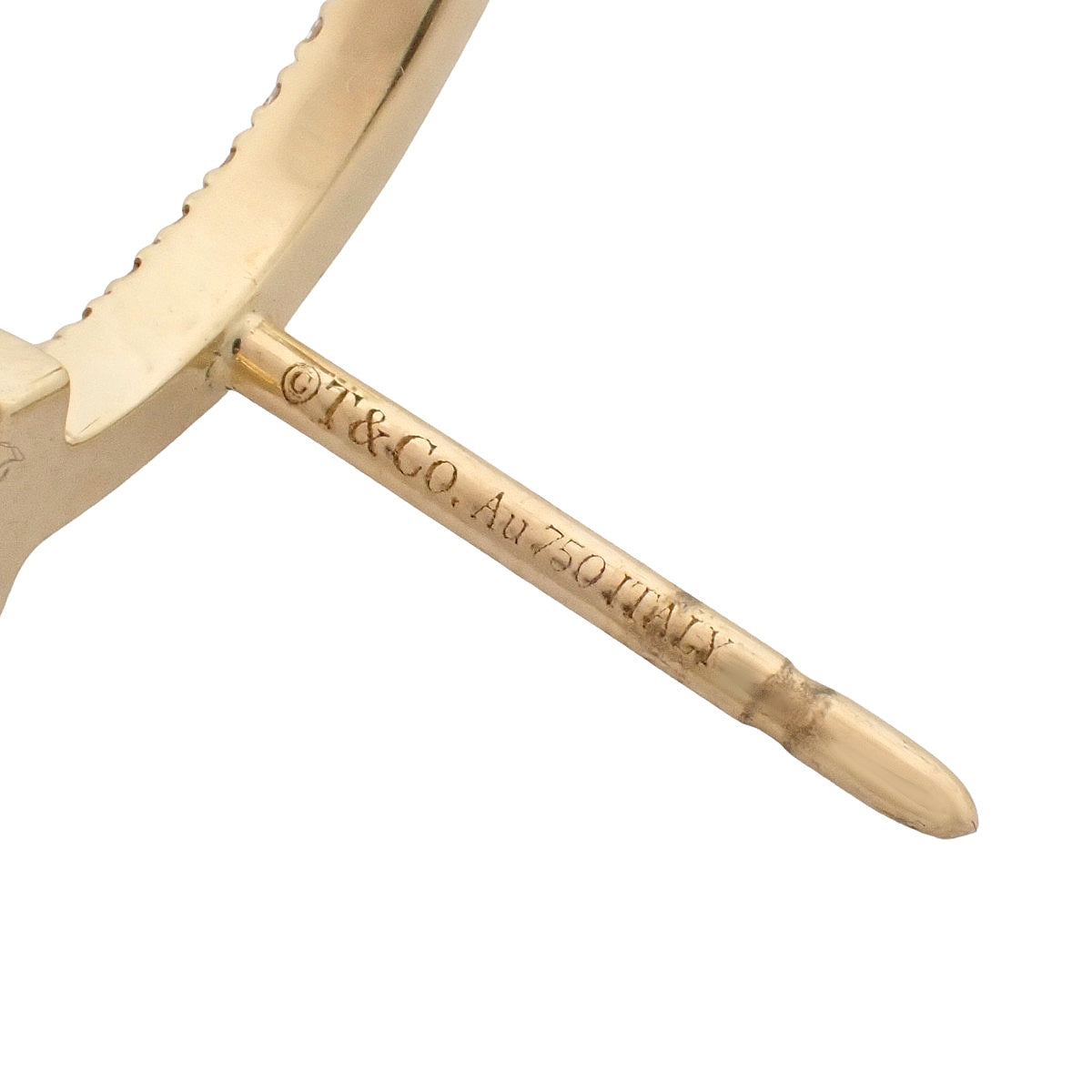 T スマイル ミニ ピアス ダイヤモンド イエローゴールド K18YG 1.7g