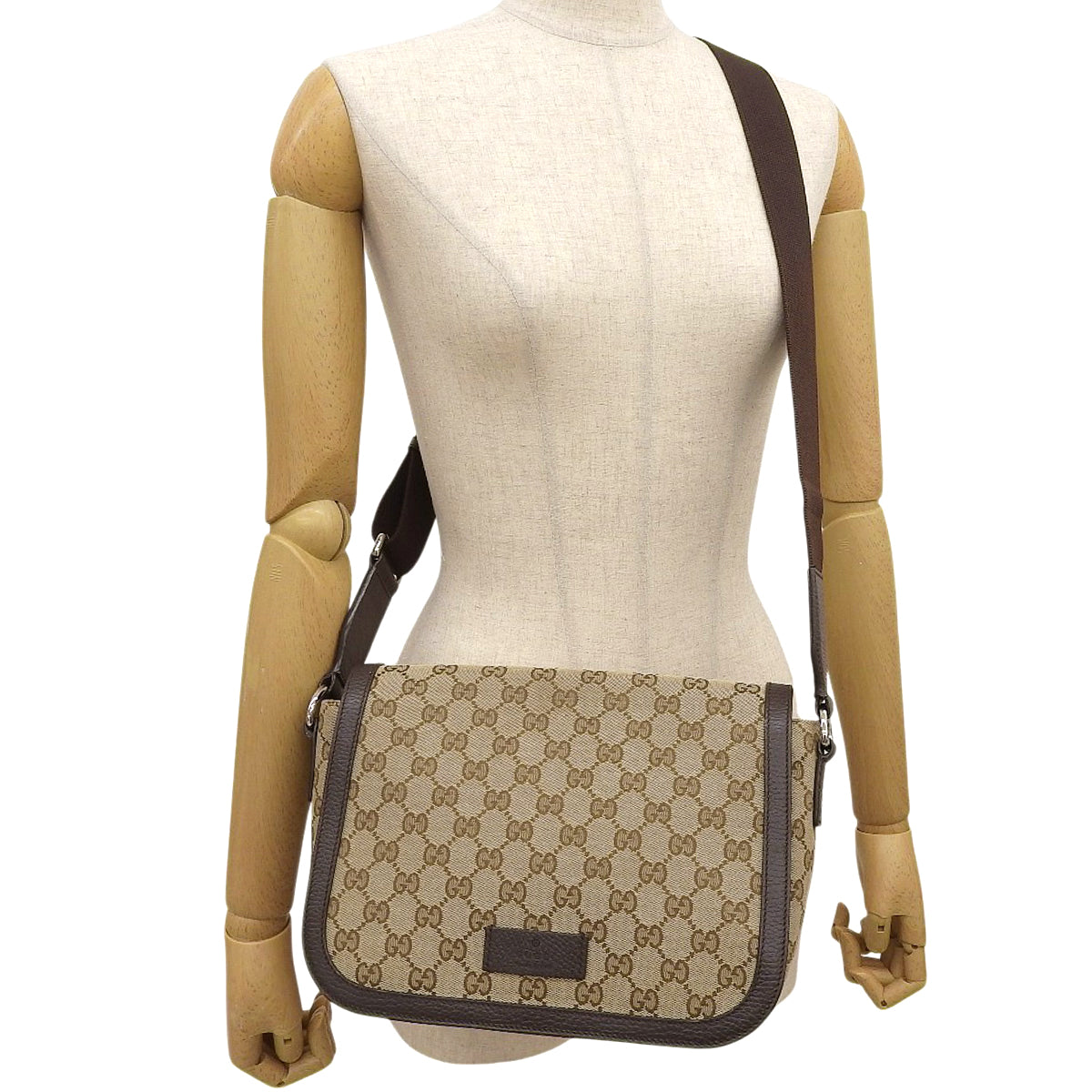 GG canvas shoulder bag, beige and brown, 449172