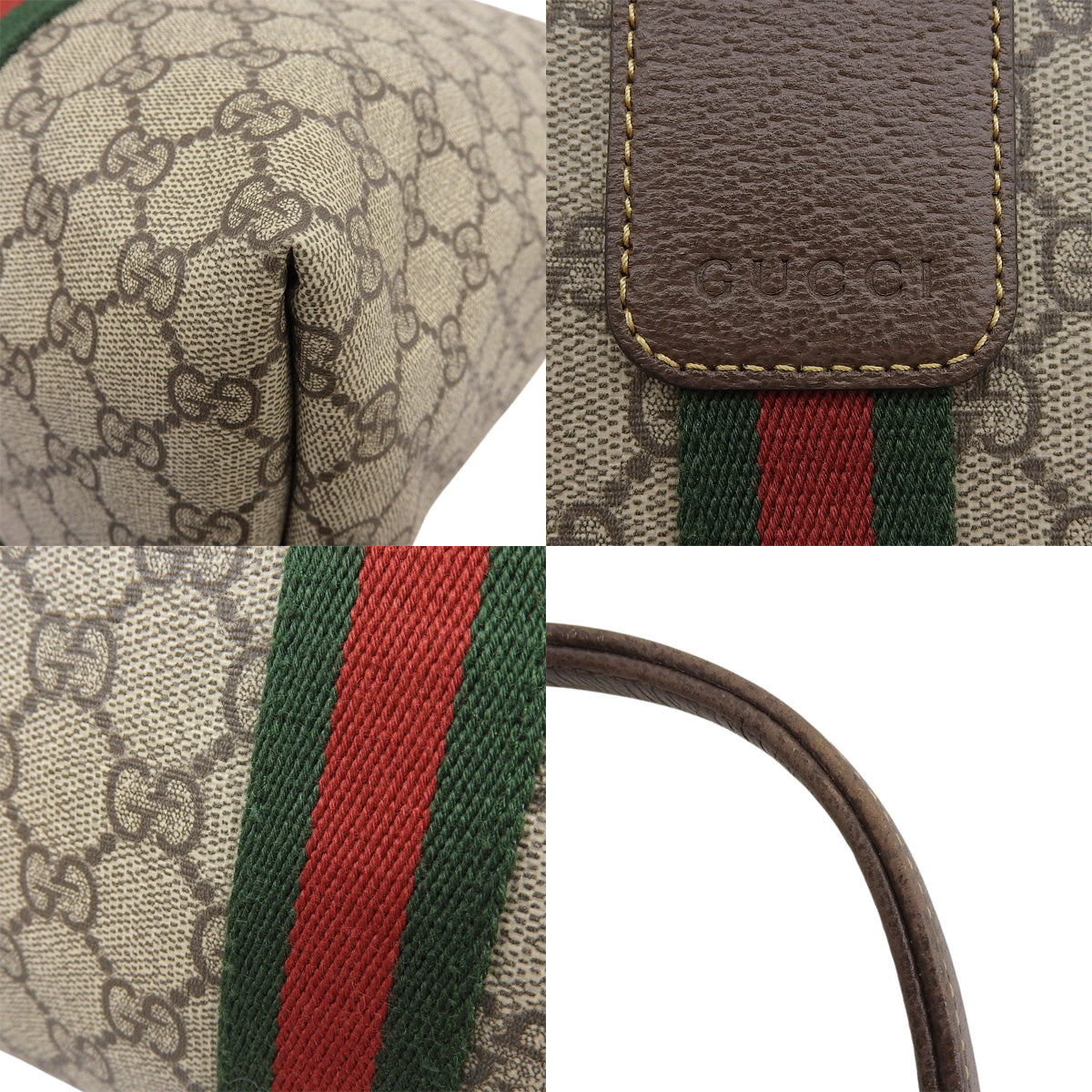 GGテンダー ミディアム トートバッグ ベージュ レッド グリーン 763287