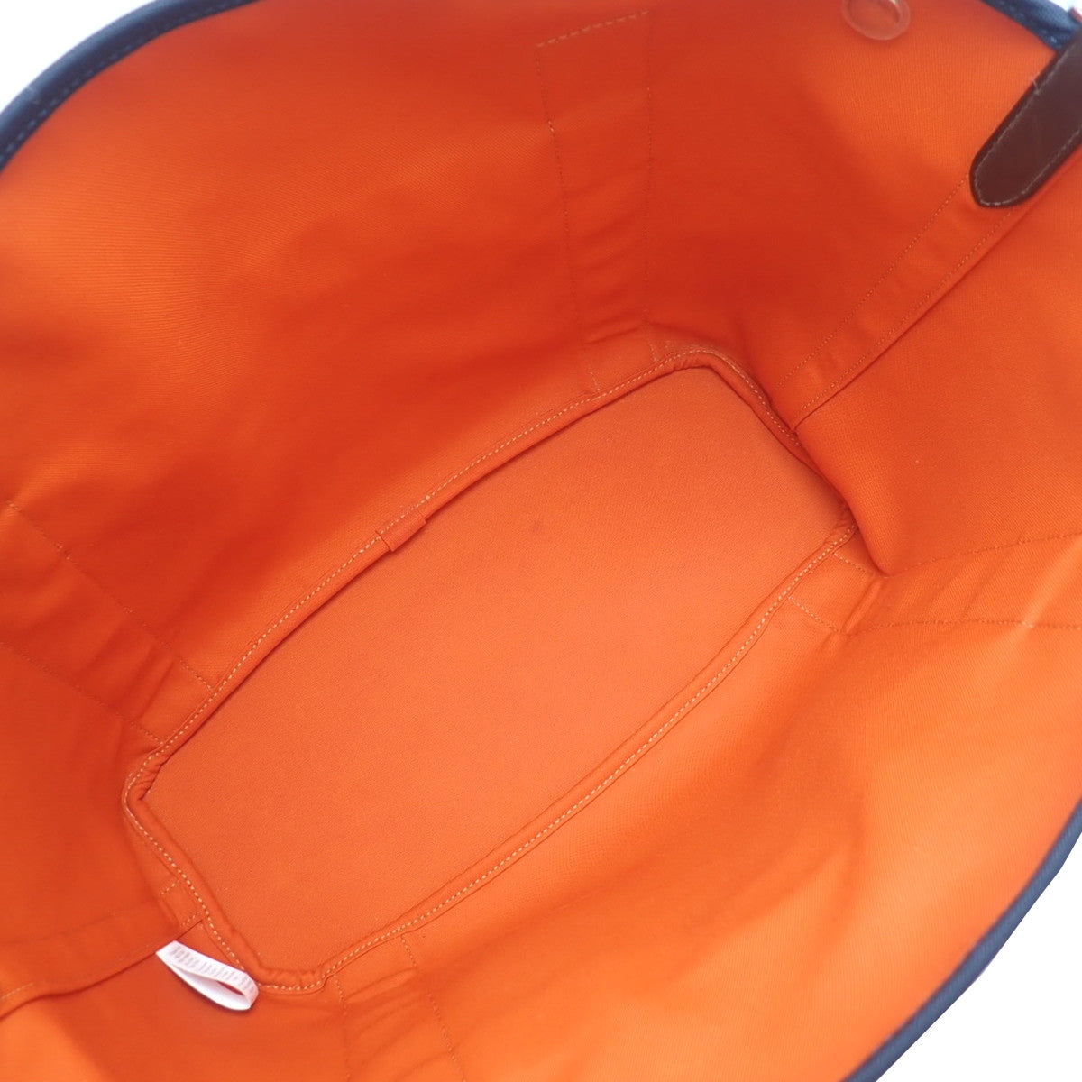 サックドパンサージュ・グルーム キャンバス レザー ネイビー オレンジ ブラウン茶 シルバー金具 U刻印