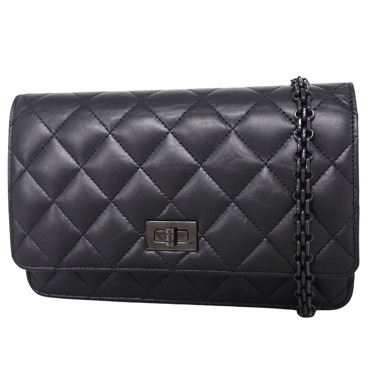 2.55/Matelasse Chain Wallet Leather Black