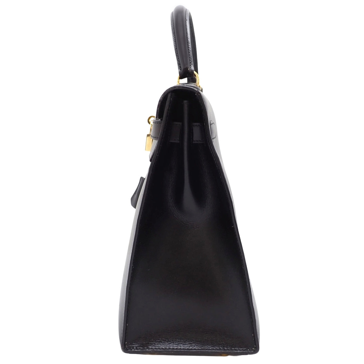 ケリー32 (外縫い) ボックスカーフ ブラック ゴールド金具 〇W刻印