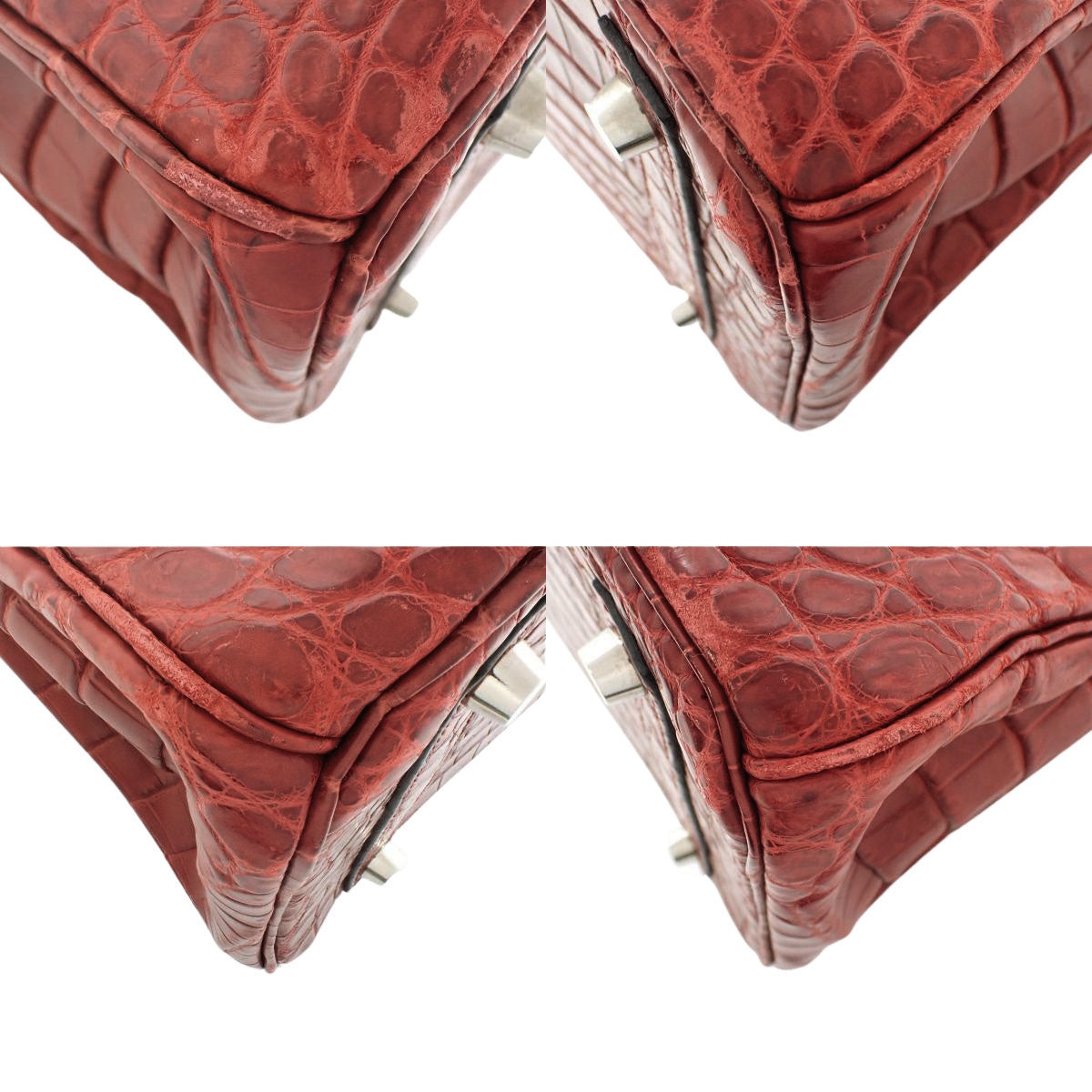 バーキン30 ニロティカスマット トワルアッシュ クロコダイル ルージュアッシュ シルバー金具 □F刻印