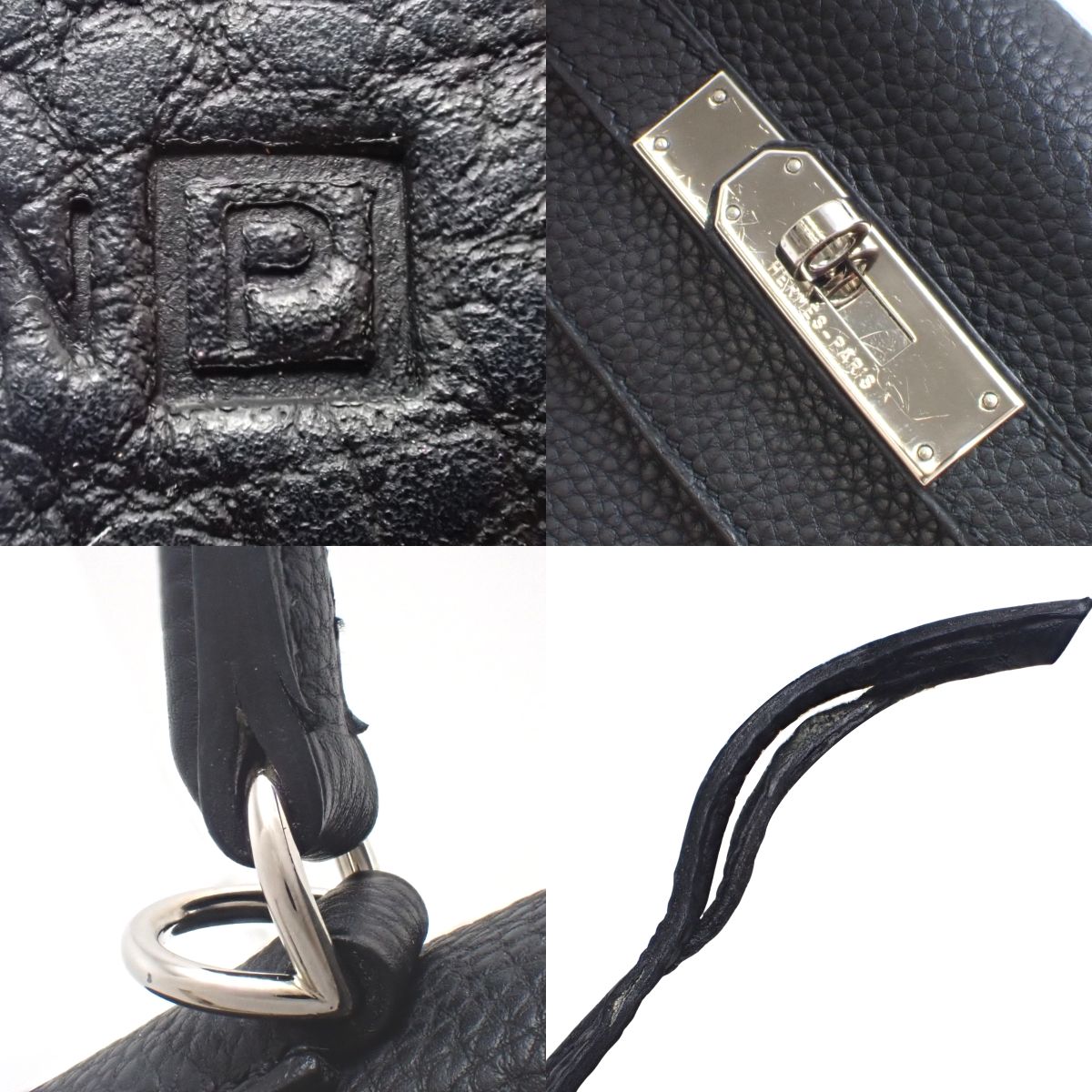 Kelly 32 (Inseam) Togo Black with Silver Hardware, P Stamp