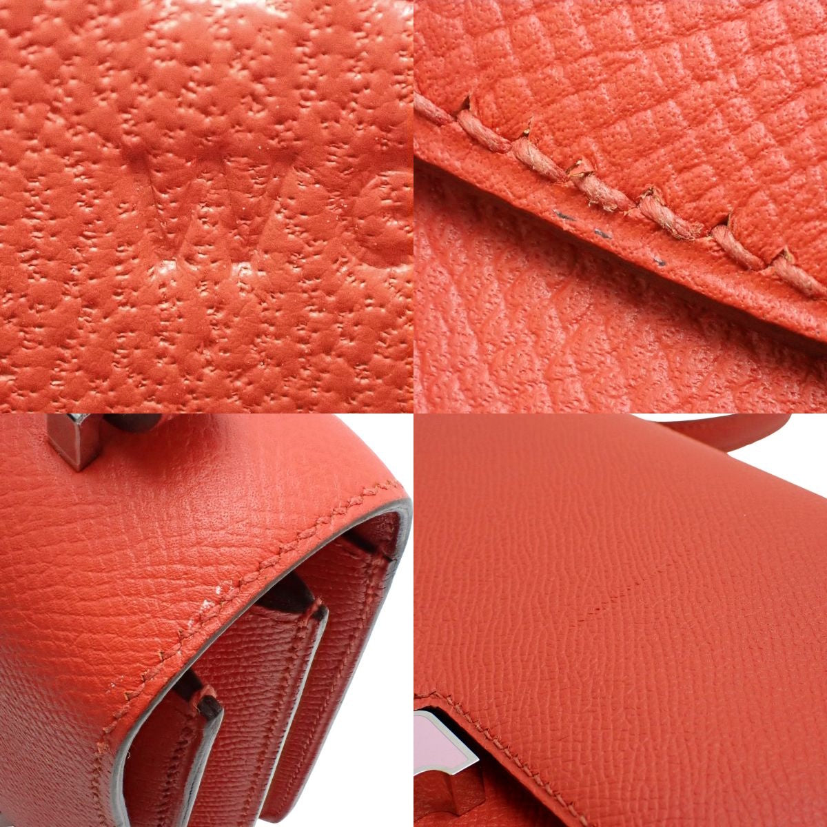 Constance 3 Mini Epsom 皮革 Rouge Coeur 和 Mauve Sylvestre 银扣 W刻印
