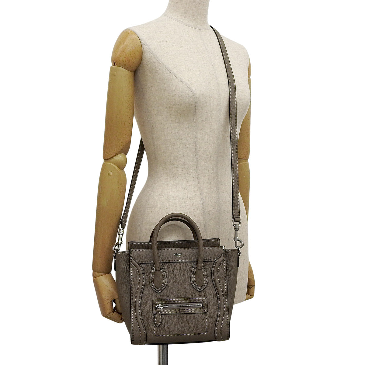 Luggage Nano Shopper in Drummed Calfskin, Slim Fit, 189243DRU.09SO