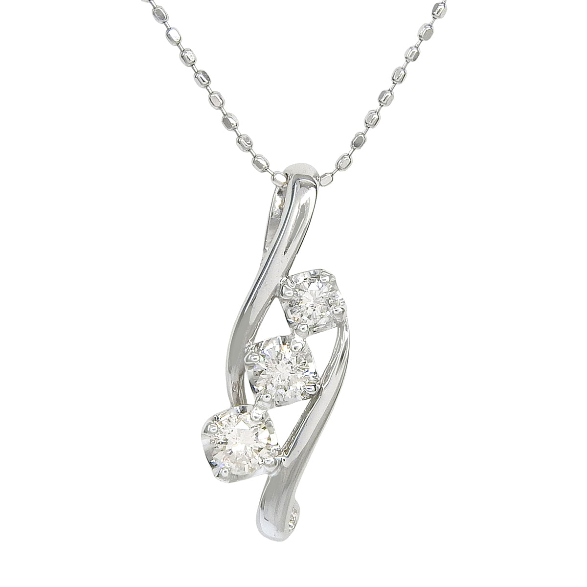 3PD ダイヤモンドネックレス D0.30 ホワイトゴールド K18WG 2.6g