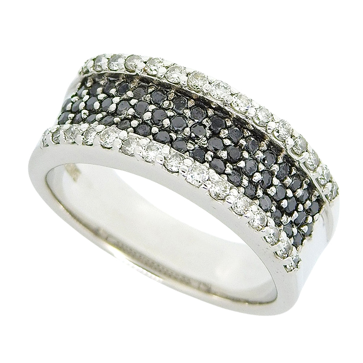 Black Diamond Ring D0.70 White Gold K18WG Size 12.5 (US) 8.7g