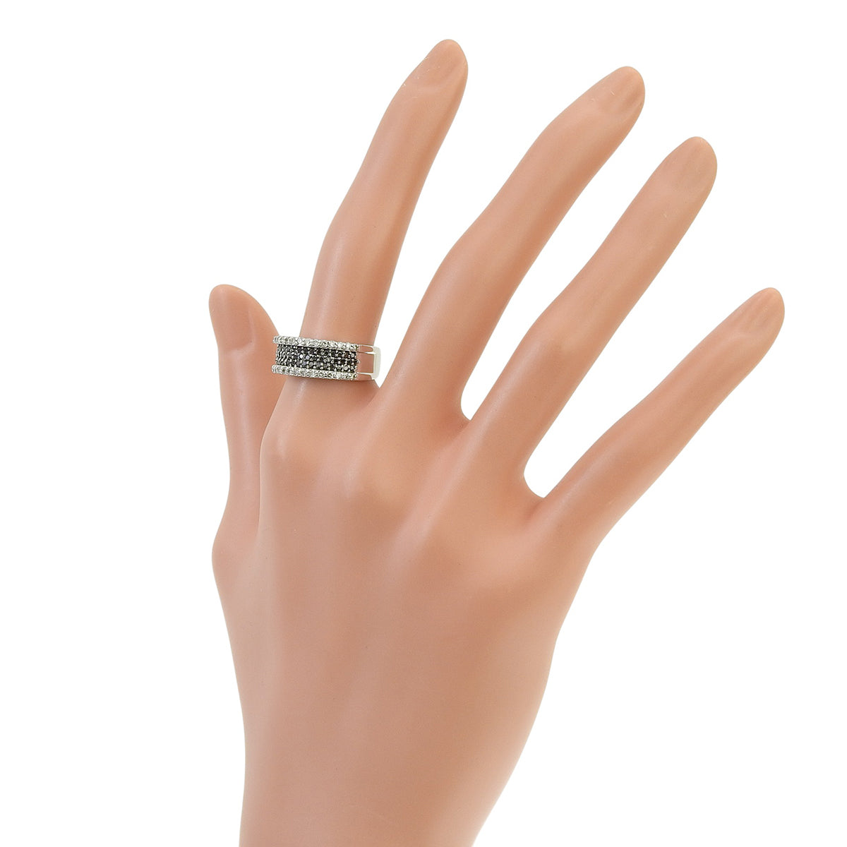 Black Diamond Ring D0.70 White Gold K18WG Size 12.5 (US) 8.7g
