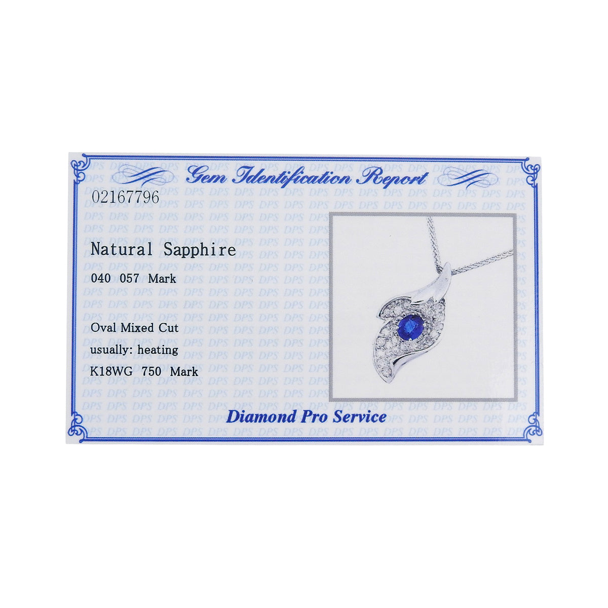 Leaf Sapphire Diamond Necklace S0.40/D0.57 White Gold K18WG 5.5g