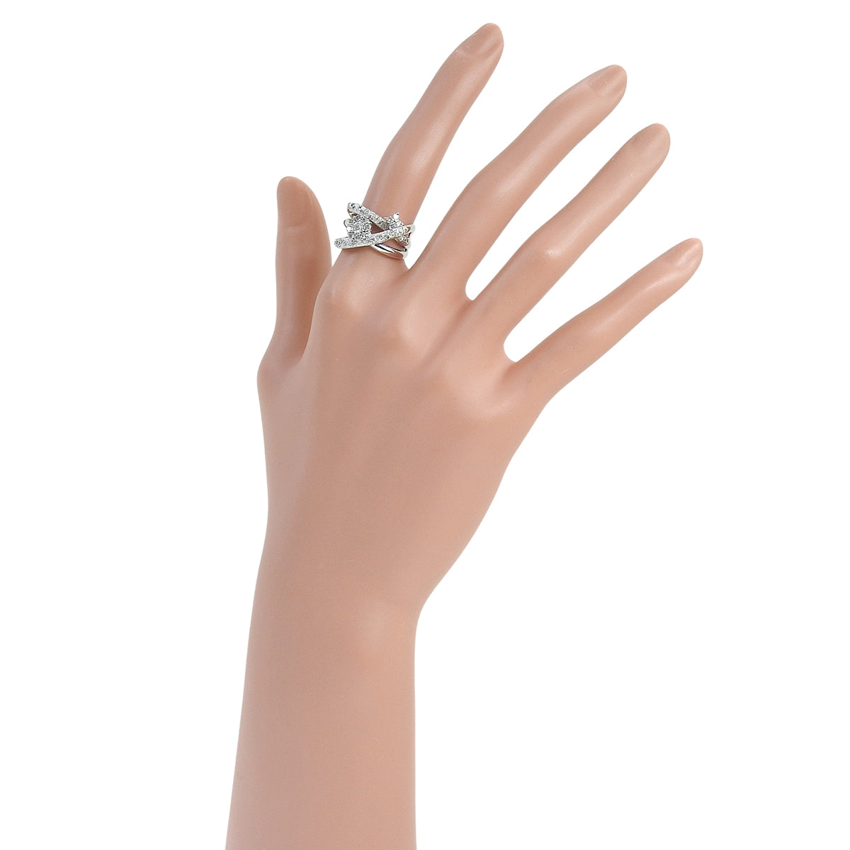 クロスダイヤモンドリング D0.53 ホワイトゴールド K18WG 11(51)号 6.5g