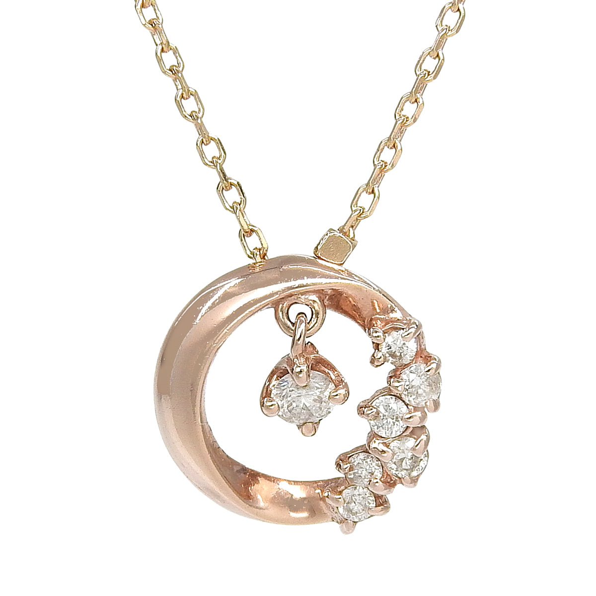 サークルダイヤモンドネックレス D0.12 ピンクゴールド K10PG 2.1g