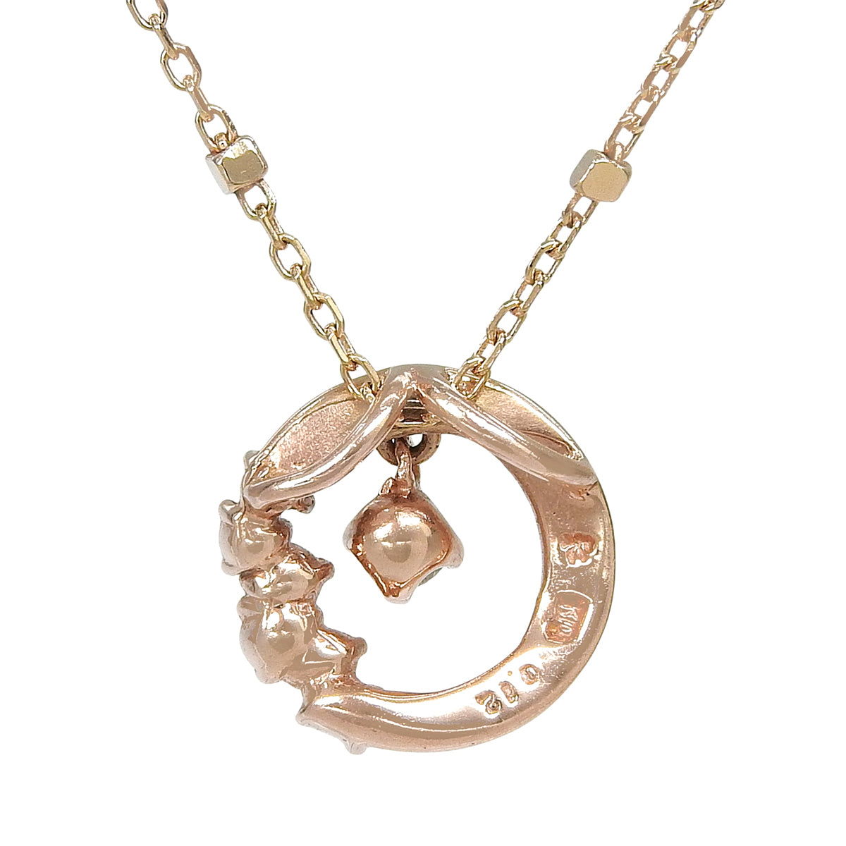 サークルダイヤモンドネックレス D0.12 ピンクゴールド K10PG 2.1g