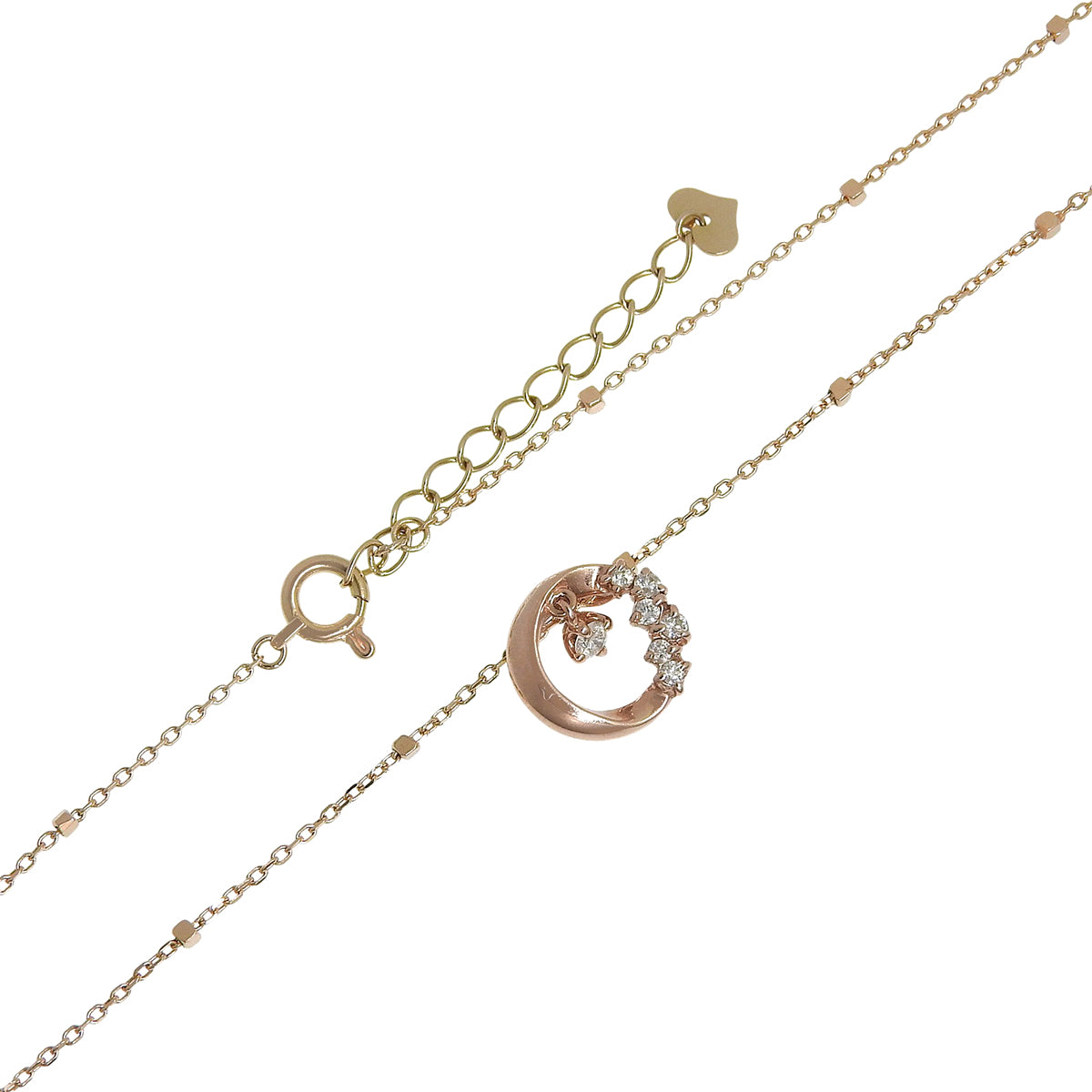 Circle Diamond Necklace D0.12 Pink Gold K10PG 2.1g