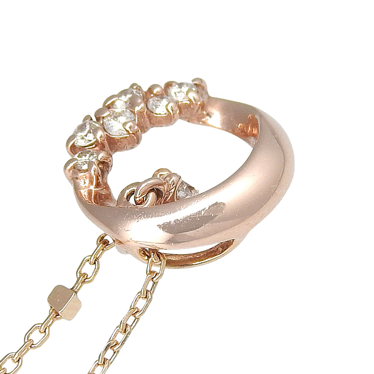 Circle Diamond Necklace D0.12 Pink Gold K10PG 2.1g