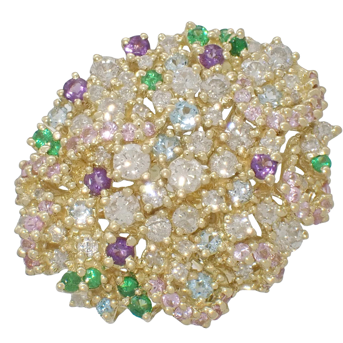 Multi-Color Stone Diamond and Sapphire Ring D2.05/PS0.70/0.75 Yellow Gold K18YG 15.6g