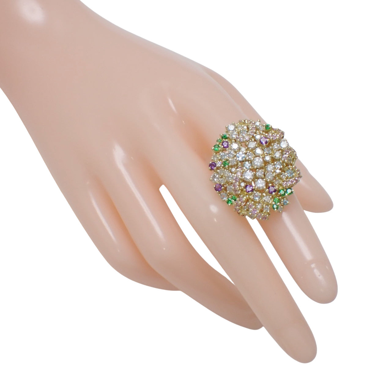 Multi-Color Stone Diamond and Sapphire Ring D2.05/PS0.70/0.75 Yellow Gold K18YG 15.6g