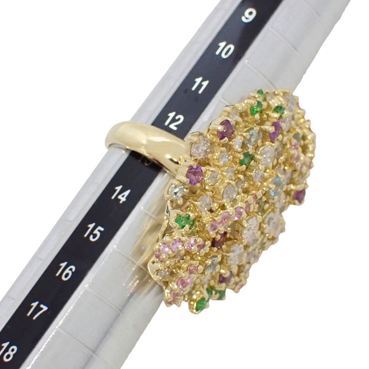 マルチカラーストーン ダイヤ サファイア リング D2.05/PS0.70/0.75 イエローゴールド K18YG 15.6g
