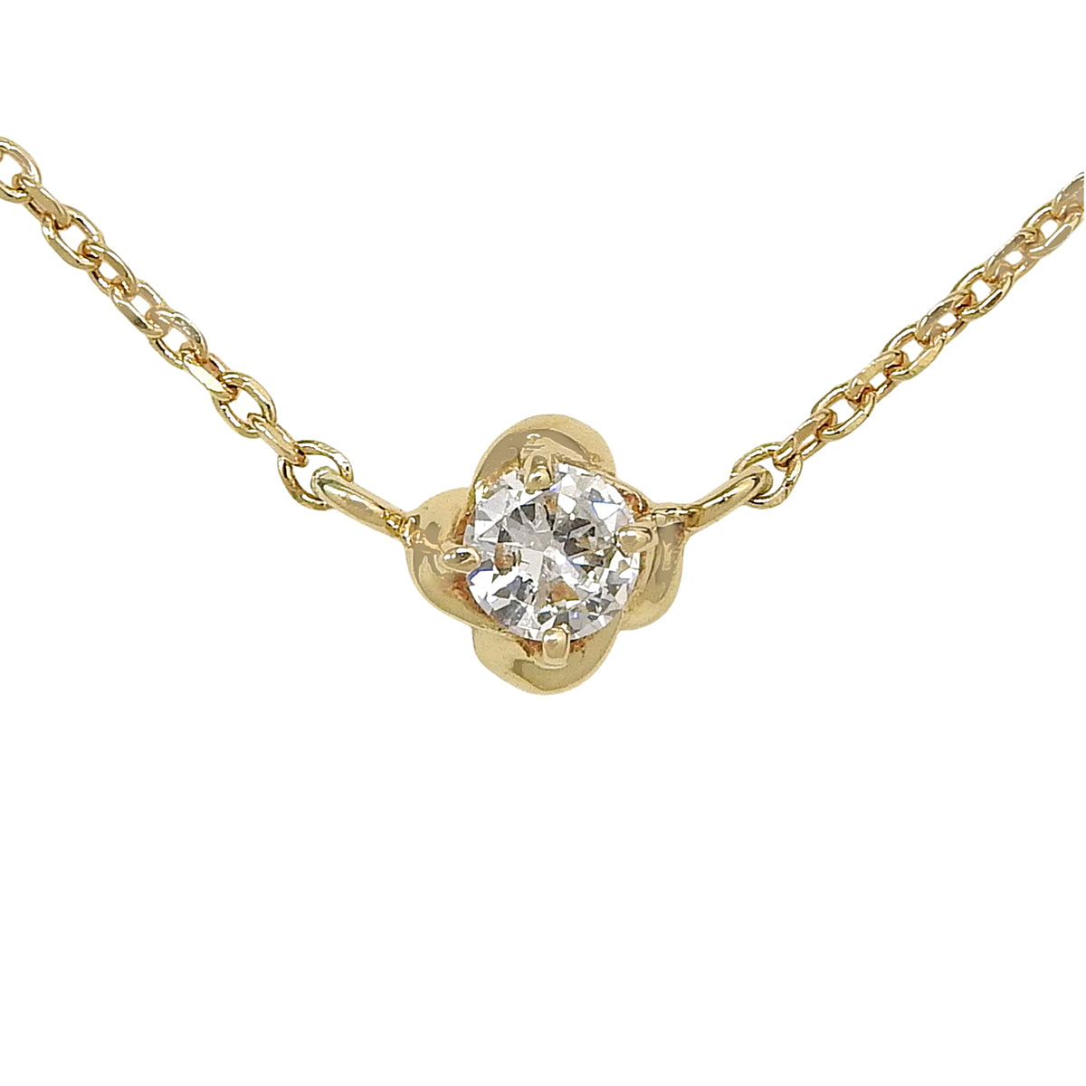 1PD ダイヤモンドネックレス D0.10 イエローゴールド K18YG 1.8g