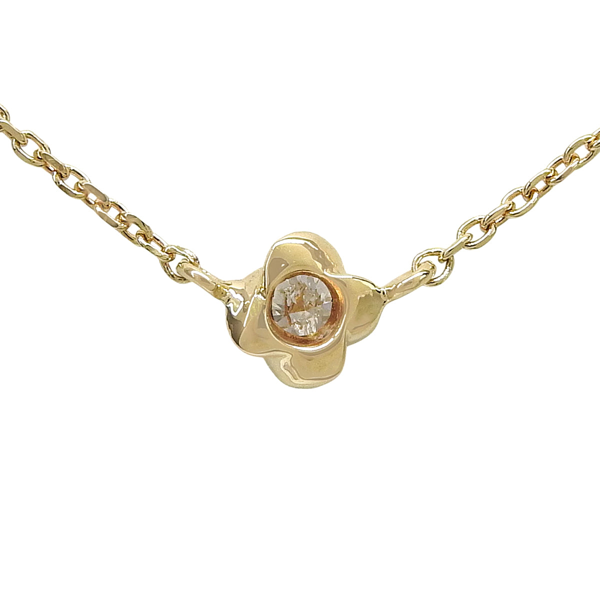 1PD ダイヤモンドネックレス D0.10 イエローゴールド K18YG 1.8g