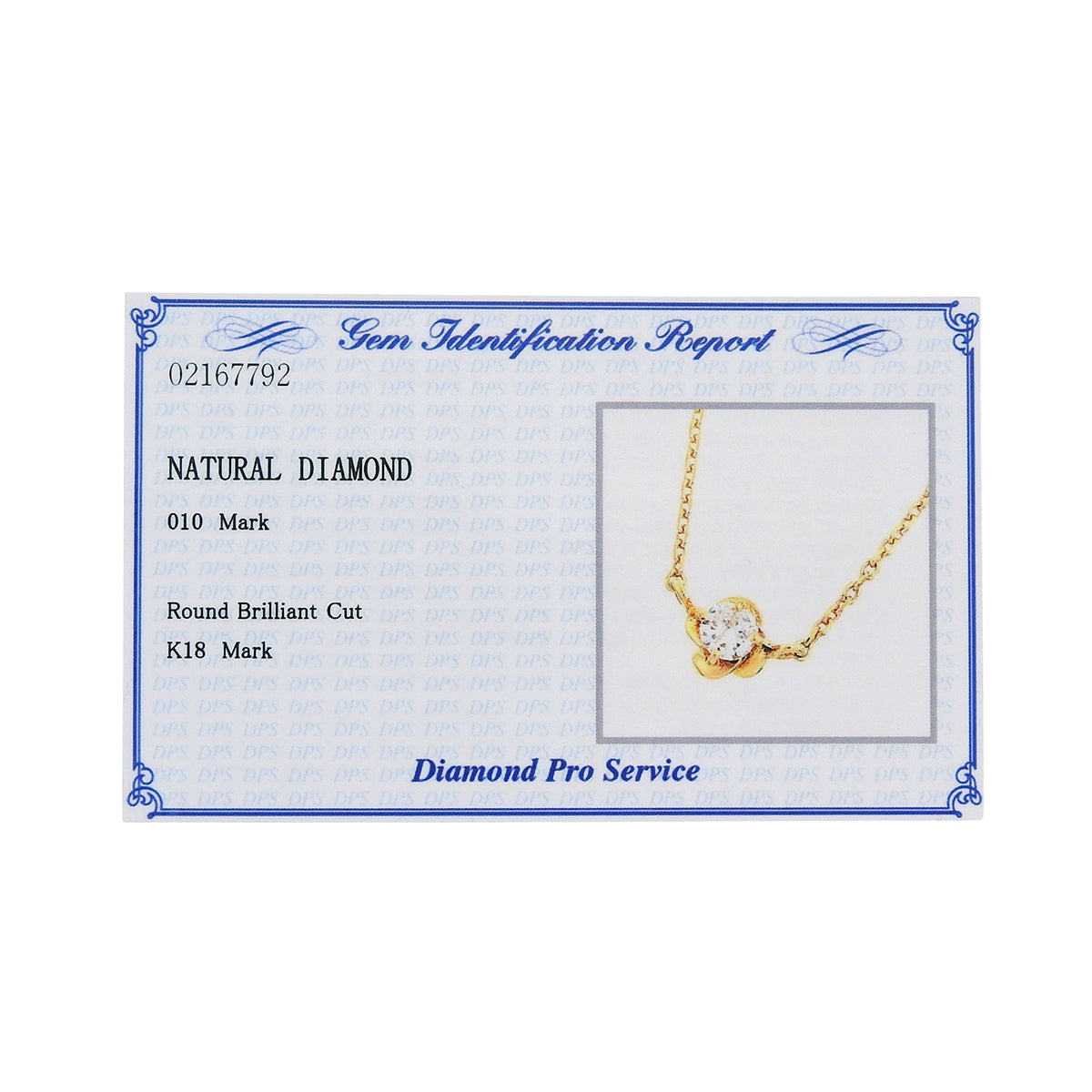 1PD Diamond Necklace D0.10 Yellow Gold K18YG 1.8g
