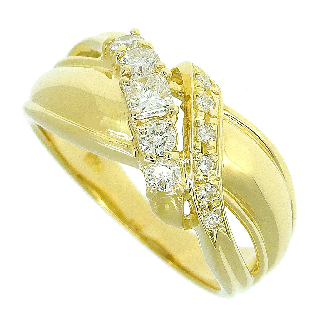 Diamond Ring D0.41 Yellow Gold K18YG Size 11 (EU 51) 5.2g