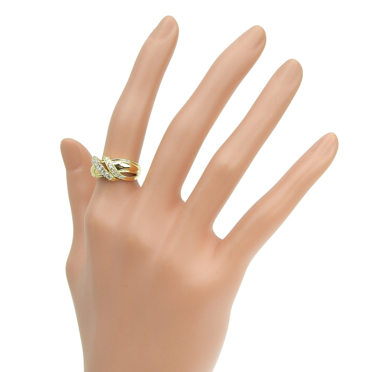 Diamond Ring D0.41 Yellow Gold K18YG Size 11 (EU 51) 5.2g