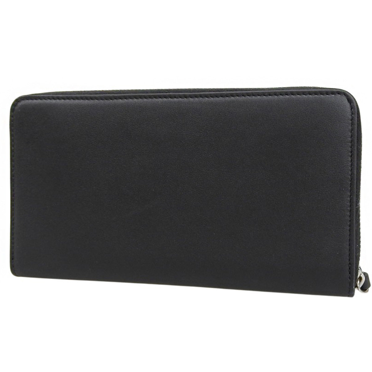 V Logo Long Wallet, Leather, Black