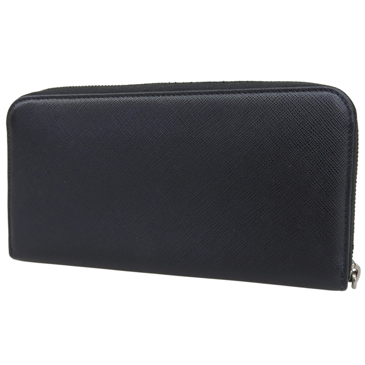 圆形拉链钱包,Saffiano皮革,黑色