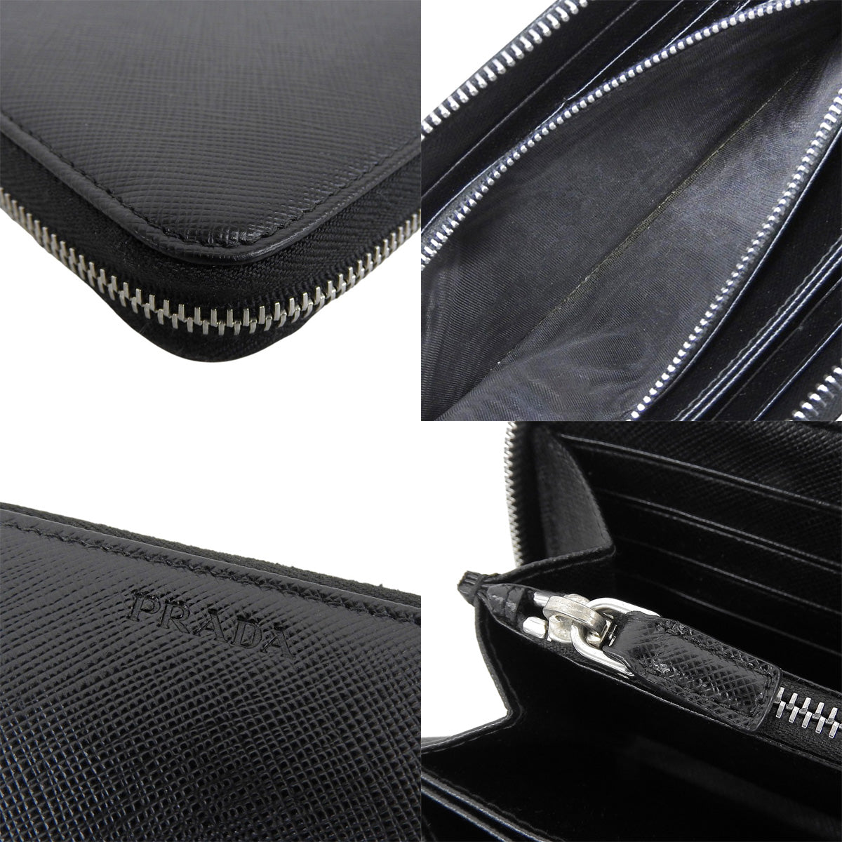 圆形拉链钱包,Saffiano皮革,黑色