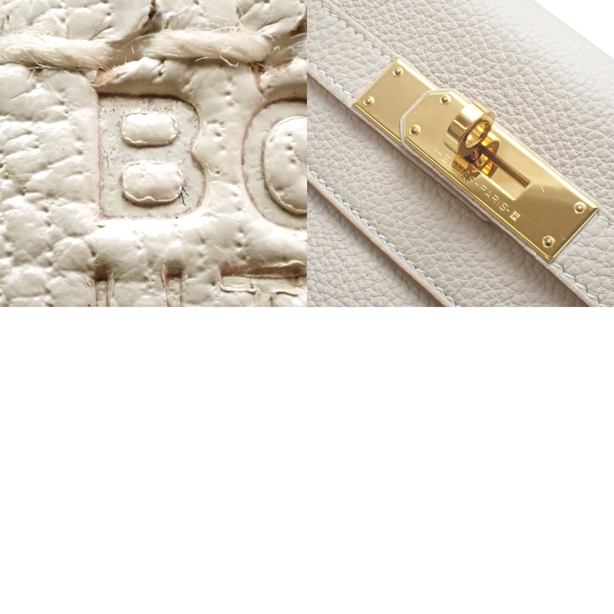 Kelly 28 (Sellier) Togo Craie Gold Hardware B stamp