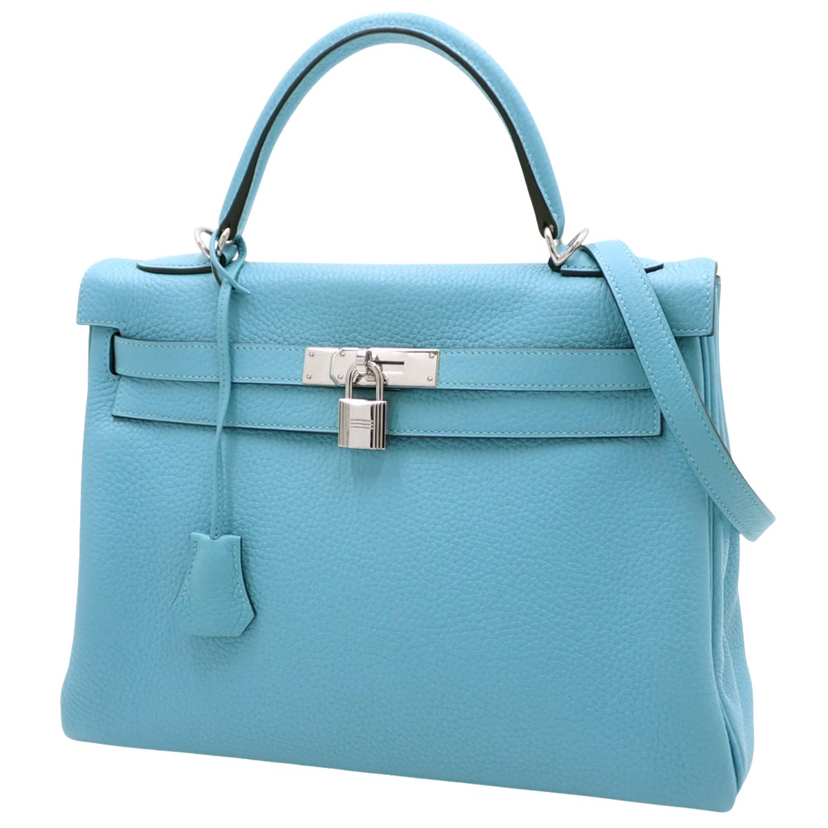 ケリー32 (内縫い) トリヨンクレマンス ブルーノール シルバー金具 D刻印