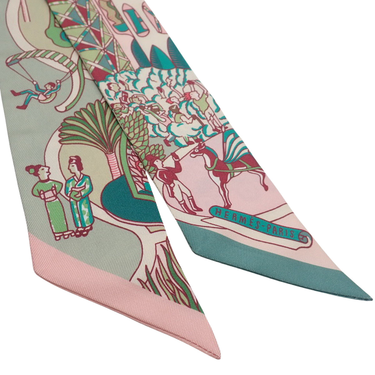 Exposition Universelle HERMES 万国博覧会 ツイリー シルク ローズプードル ヴェール ボルドー