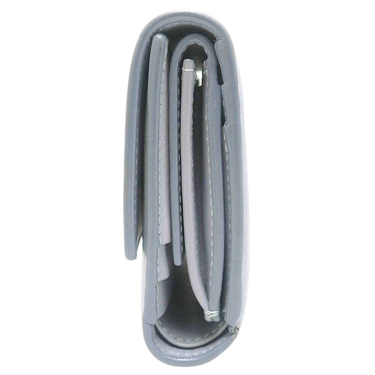 Small Trifold Wallet in Blue Grey Leather