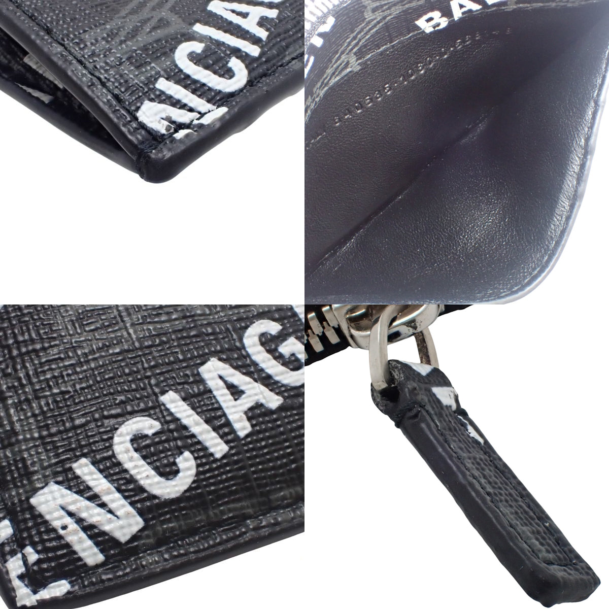 BB Monogram Fragment Case, PVC and Leather, Black, Gray, and White, 640535