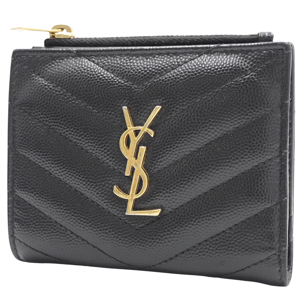 Monogram Bifold Wallet in Grained de Poudre Embossed Leather, Black 575879BOW011000