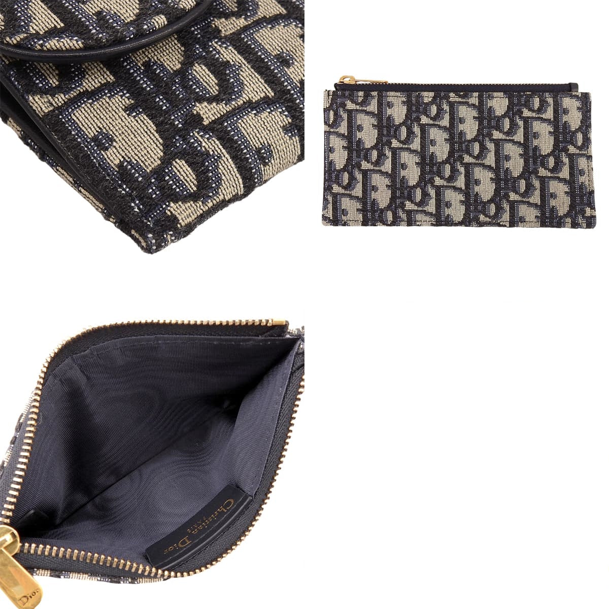 ディオール オブリーク ジャカード サドル チェーンポーチ スモール ネイビー ベージュ S5614CTZQ_M928