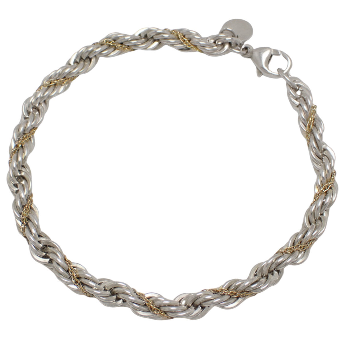 ツイスト チェーンブレスレット シルバー SV925 イエローゴールド K18YG 13.9g