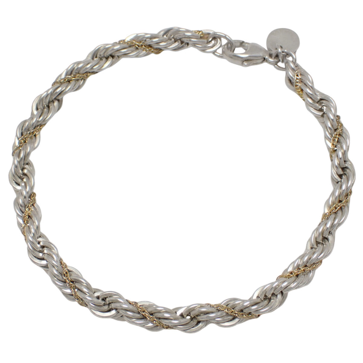 ツイスト チェーンブレスレット シルバー SV925 イエローゴールド K18YG 13.9g
