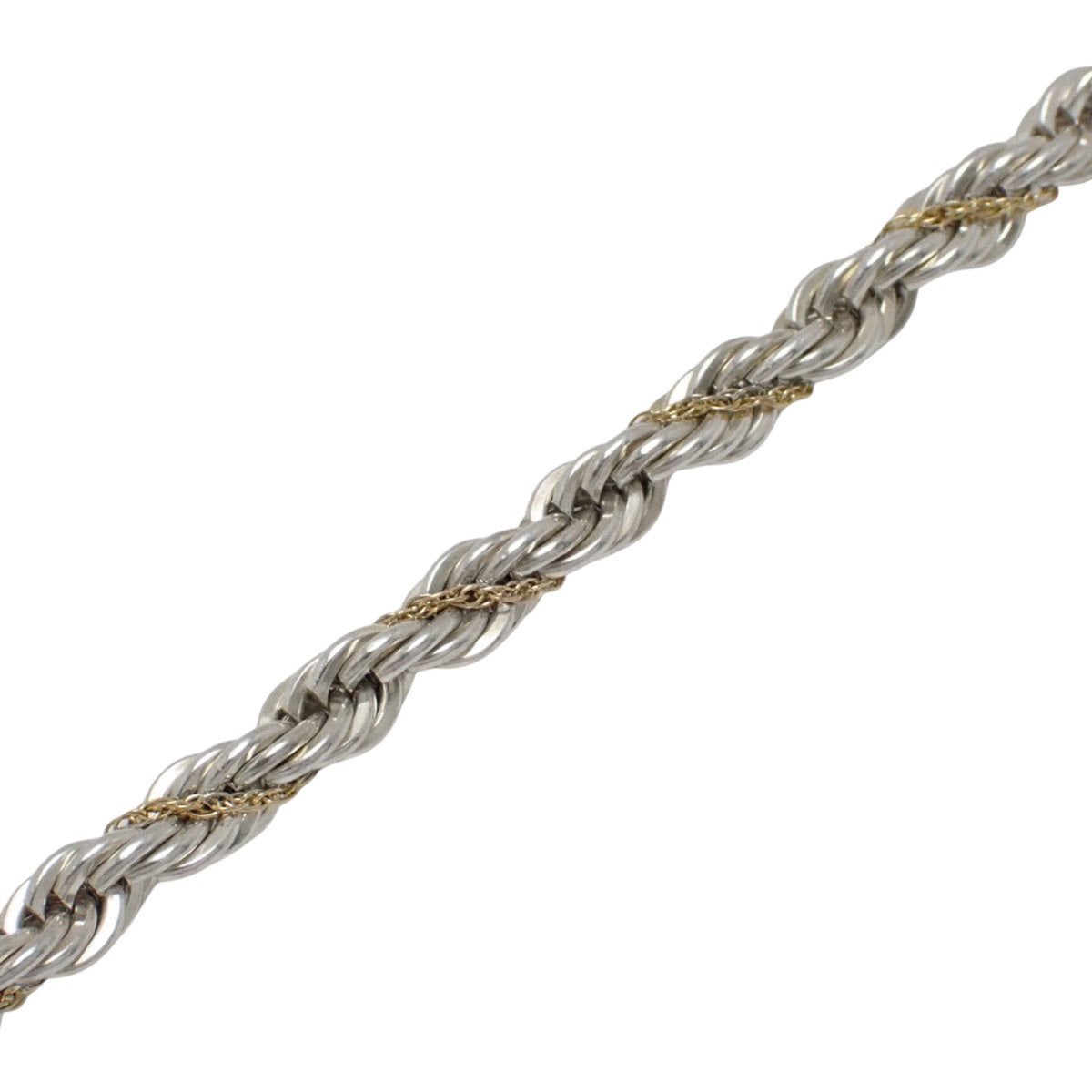 ツイスト チェーンブレスレット シルバー SV925 イエローゴールド K18YG 13.9g