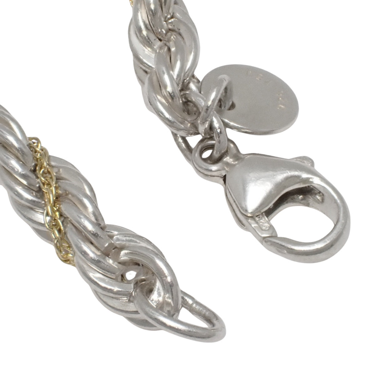 ツイスト チェーンブレスレット シルバー SV925 イエローゴールド K18YG 13.9g