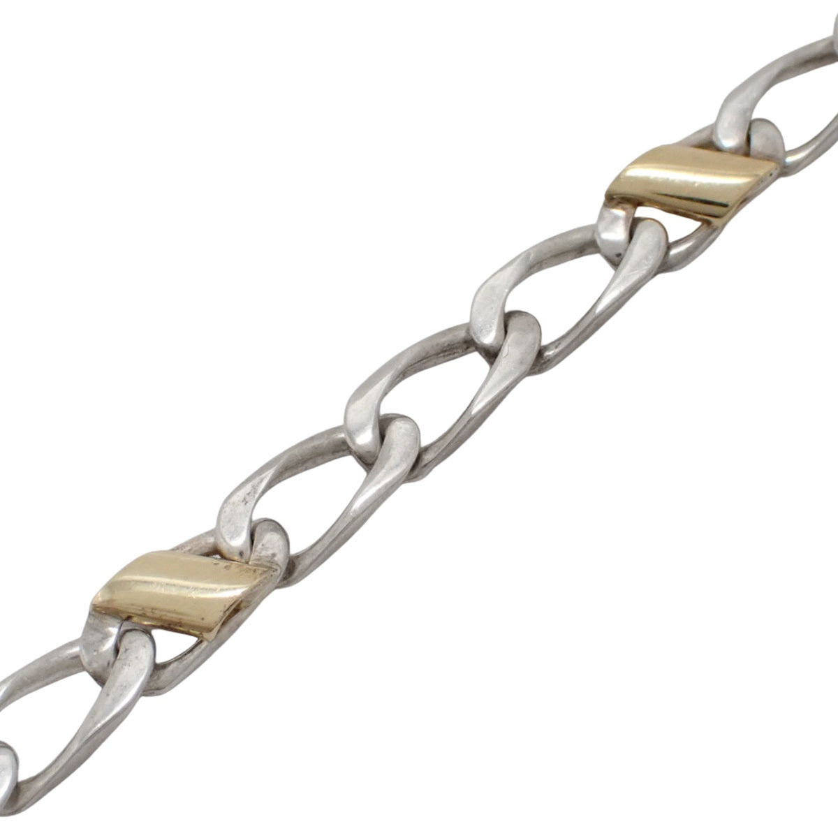 Figaro Link Bracelet Silver SV925 Yellow Gold K18YG