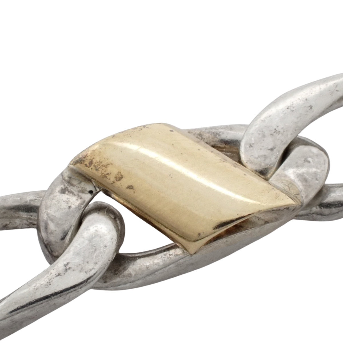 Figaro Link Bracelet Silver SV925 Yellow Gold K18YG