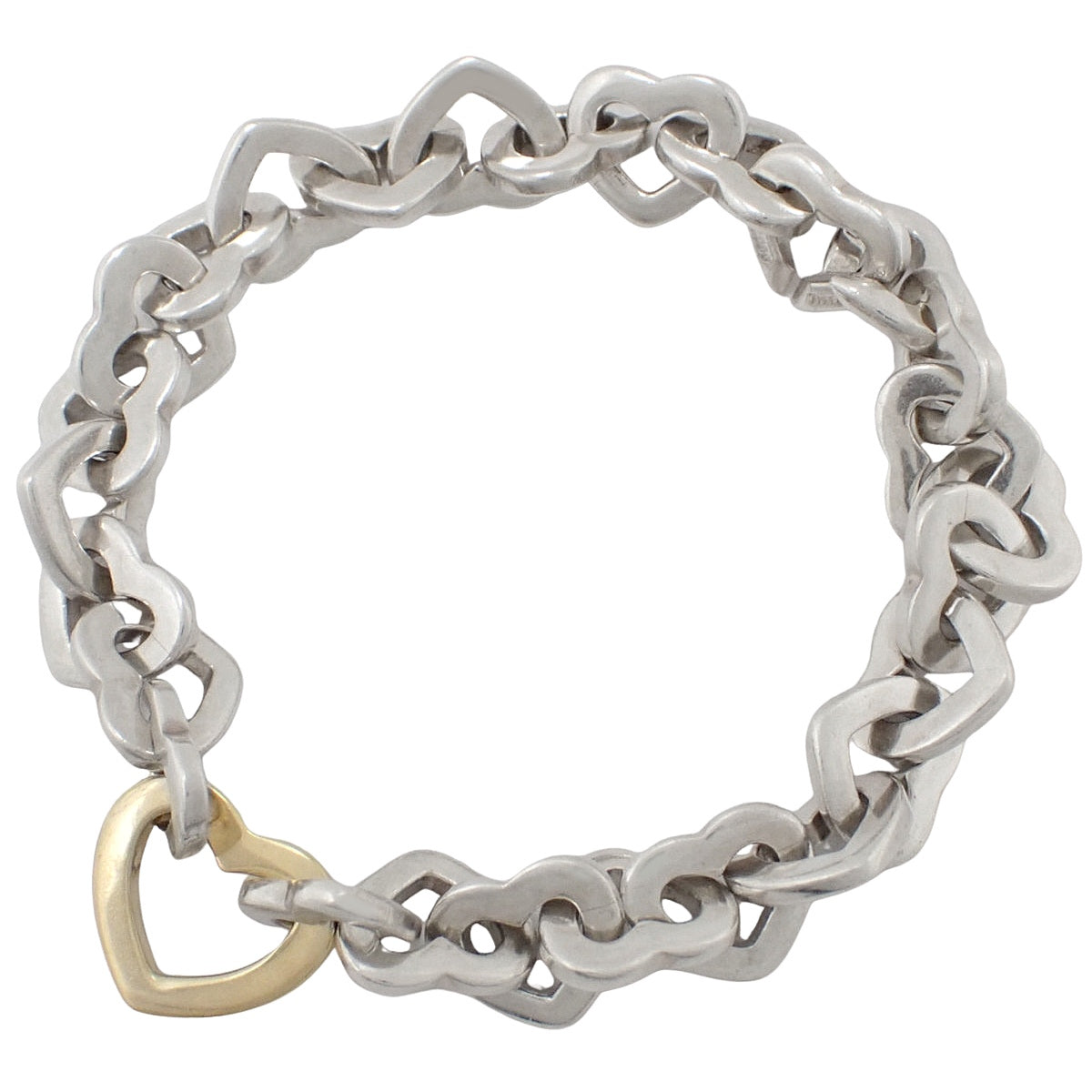 Heart Link Bracelet Silver SV925 Yellow Gold K18YG