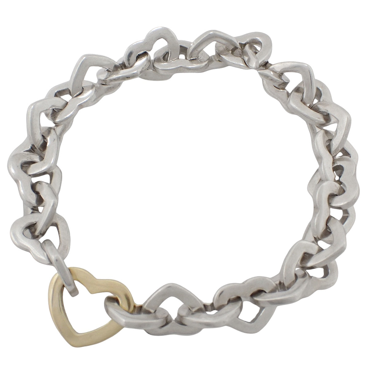 Heart Link Bracelet Silver SV925 Yellow Gold K18YG