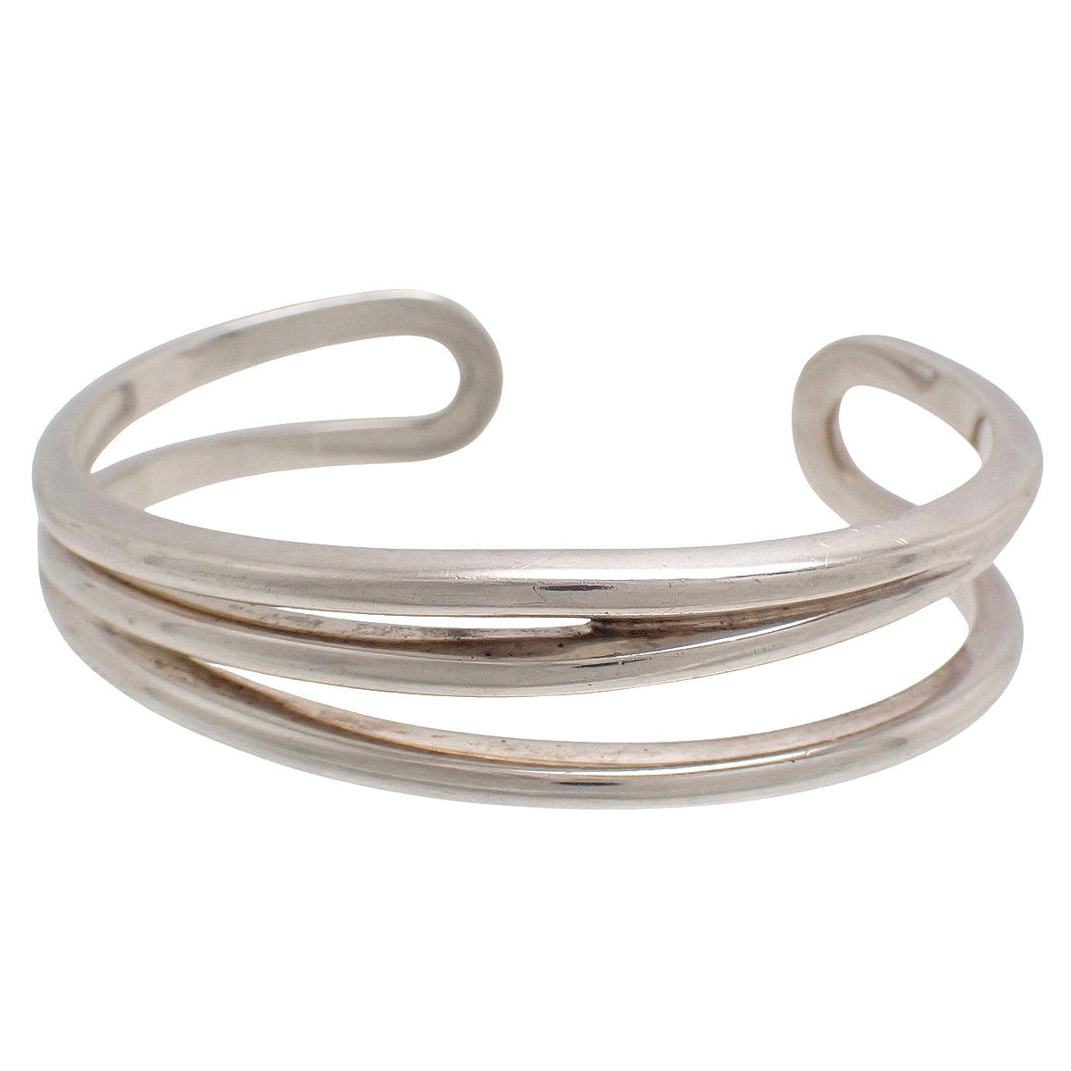 Open Diagonal Bangle Silver SV925
