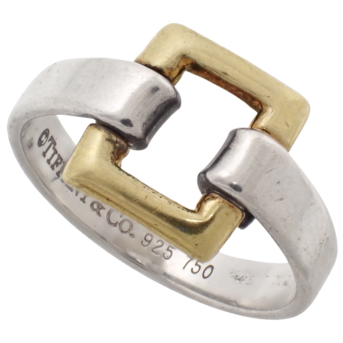 オープンスクエア リング シルバー SV925 イエローゴールド K18YG 8.5(48.5)号